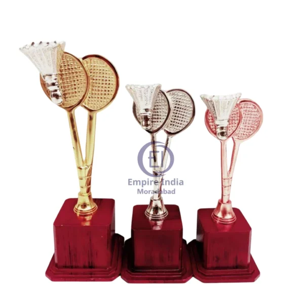 Badminton Trophy Set – Dual Racquet with Shuttlecock Design Empire India - Moradabad