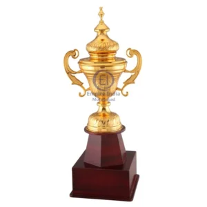 Gold Ornate Cup Trophy with Wooden Base | 10 Sizes Available | Premium Recognition Award | Empire India – Moradabad