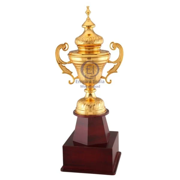 Gold Ornate Cup Trophy with Wooden Base | 10 Sizes Available | Premium Recognition Award | Empire India – Moradabad